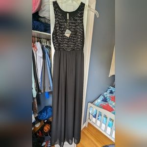 New Beautiful Women's Maxi Long gown sleeveless Black dress sequin Size S weddin